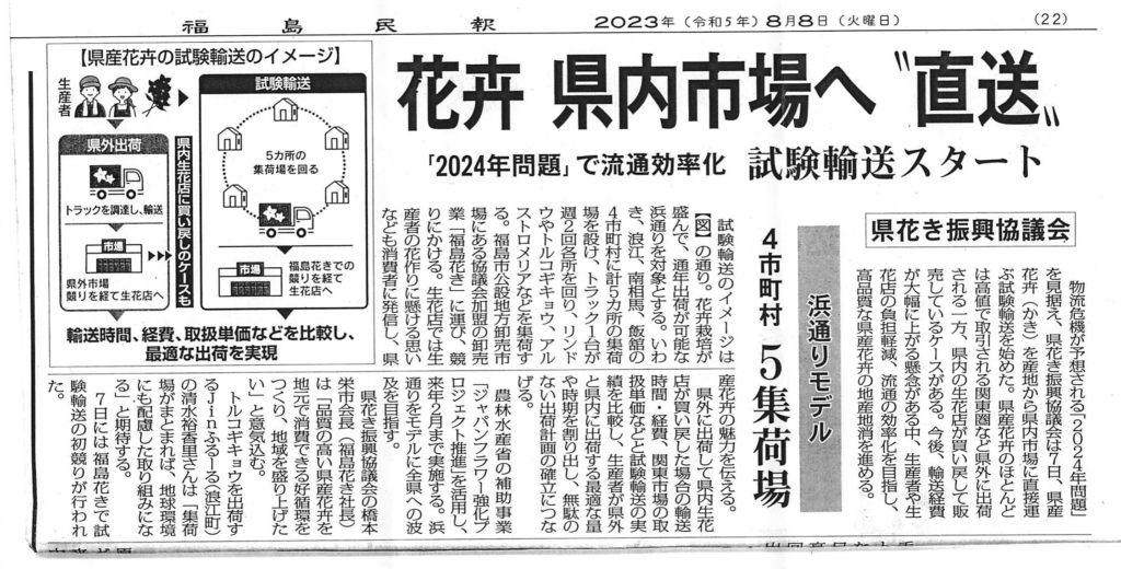 資料1：福島民報（2023年8月8日）の掲載記事