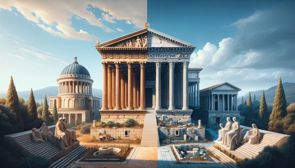 対称的なローマ時代の建築物