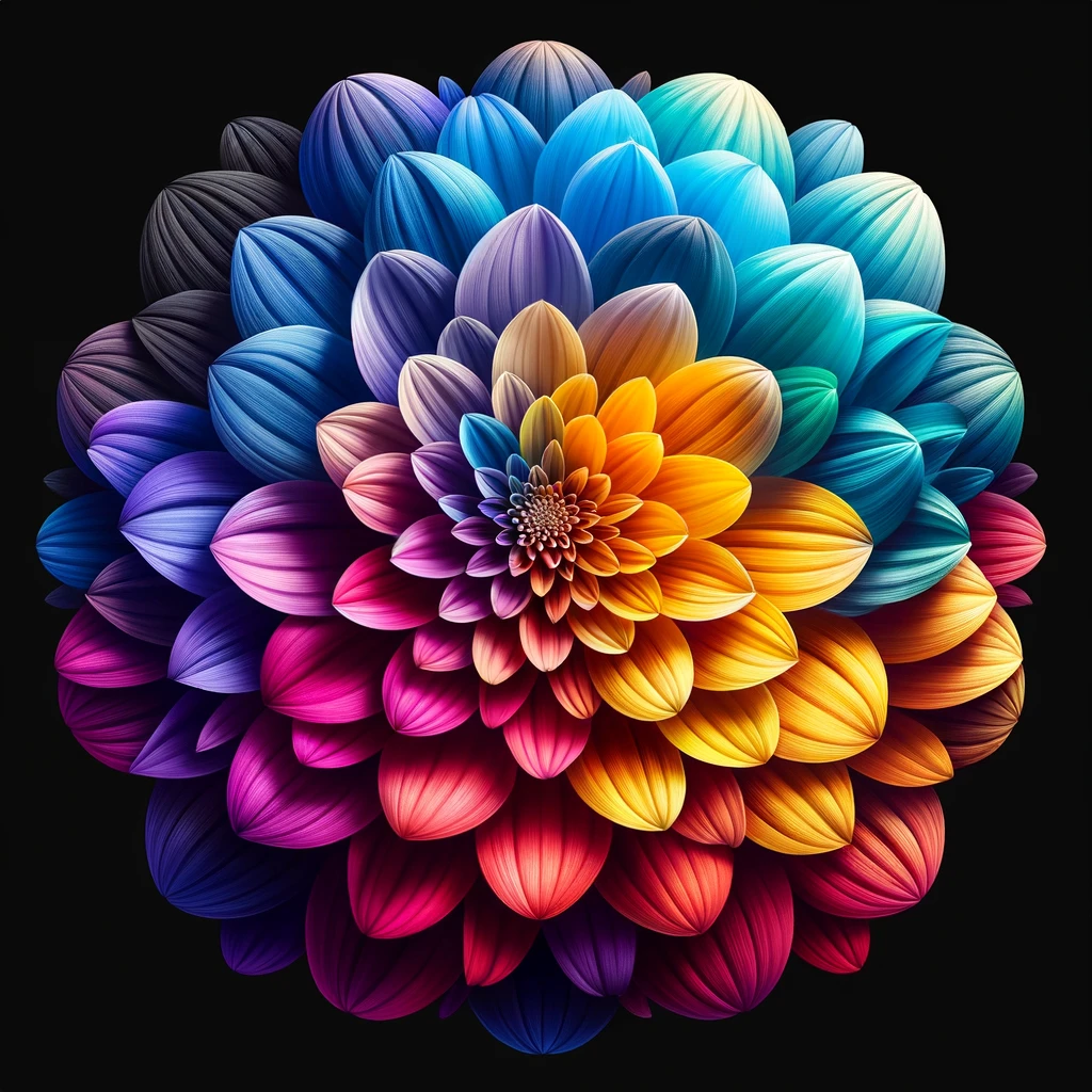彩度のグラデーション：花びらに見る色の強度